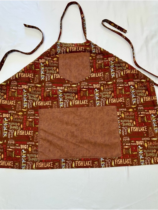 Other - FISHING THEMED APRON, ONE SIZE, HOMEMADE, FISH LAKE, GONE FISHING, POCKETS